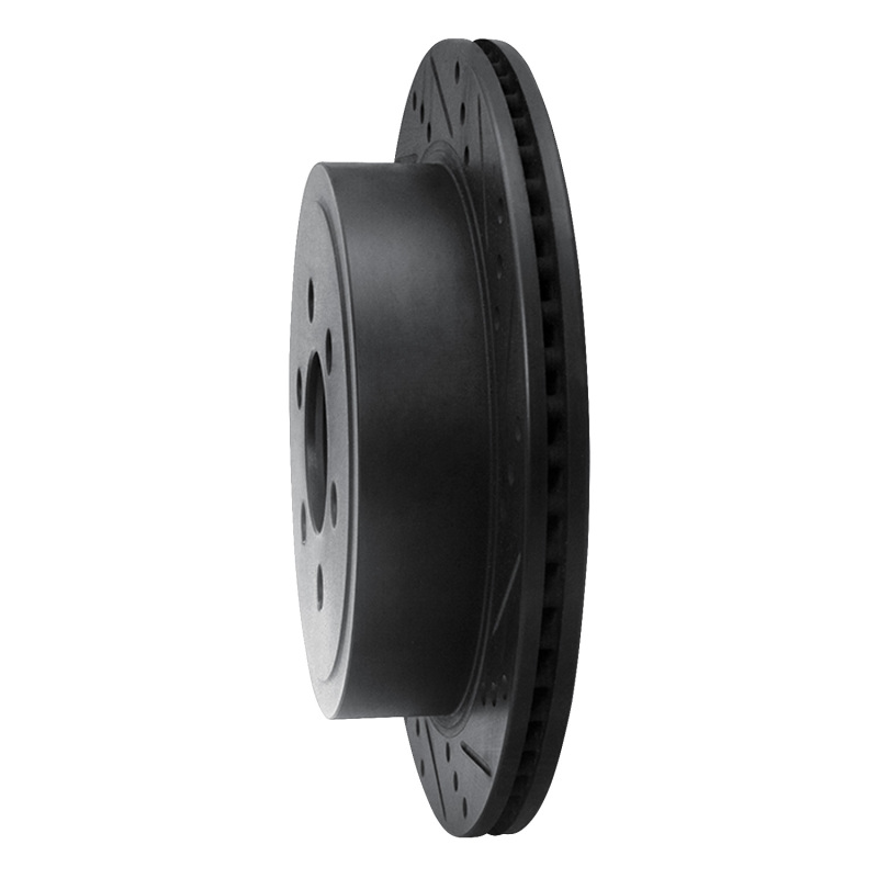 Dodge Durango Brake Rotor (1) - Rear Right - R1 Concepts - Drilled & Slotted - Black - 2003